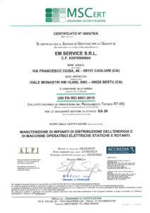 certificato ISO9001 della EM SERVICE