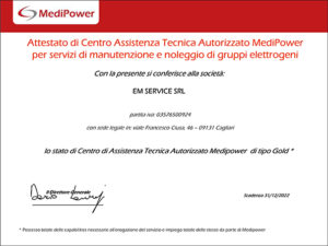 Attestato CAT autorizzato MEDIPOWER